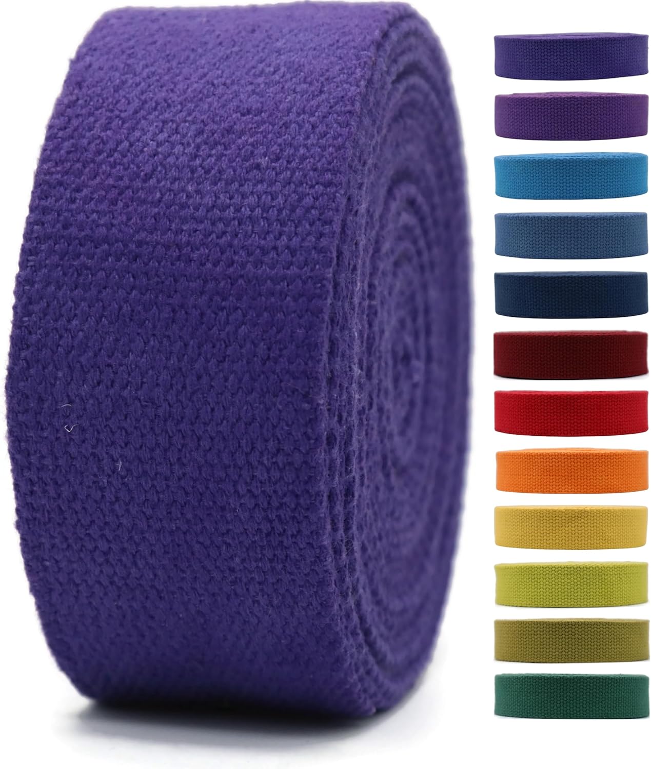 Cotton Webbing 2" & 1.5'' & 1" - 5 Yards - 50+ Colors -%100 Natural Cotton - Turkish Woven - Heavy 1 Inch 1.5 Inch 2 Inch Canvas Webbing for Sewing Straps Bags Climbing Indoors Craft DIY 11255…