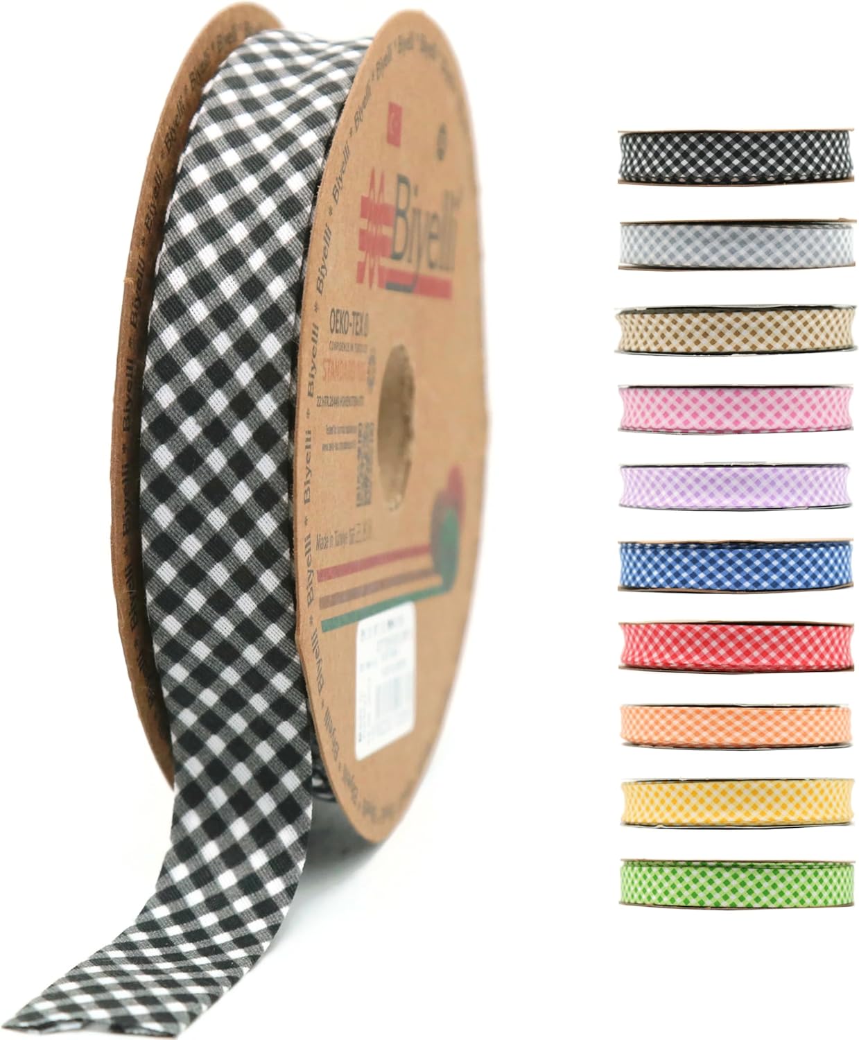 Cotton Fold Bias Binding Tape - 3/4 Inches (20mm) Wide - 27 Yards - Plaid Single Fold Cotton Fold Bias Binding Tape for Sewing Clothing DIY Black E10