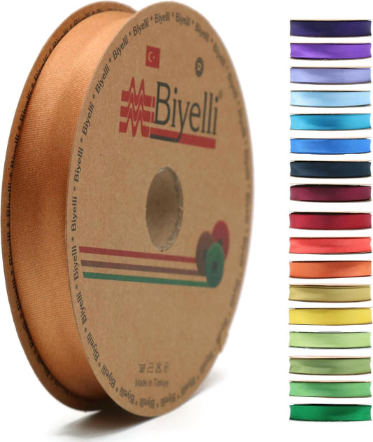 Fold Satin Bias Tape - 99+ Colors - 3/4 Inches Wide - 27 Yards - Fold Satin Binding Bias Ribbon Fabric Piping Bias Binding Tape for Sewing Clothing DIY (63. Squash) BYS62