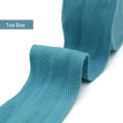 2" & 1.5" & 1.18'' & 1" Cotton Twill Tape - 10 Yards - 50+ Colors -%100 Natural Cotton 1 Inch 1.5 Inch 2 Inch Herringbone Bias Binding Cotton Tape Trim for Sewing Wrapping Craft DIY 10375 (TealBlue)…