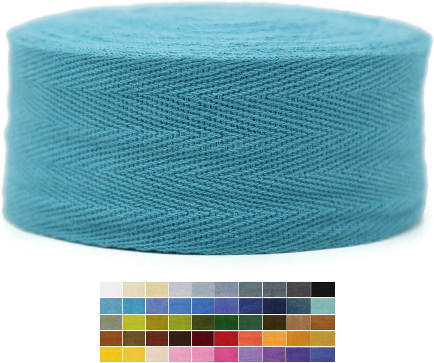 2" & 1.5" & 1.18'' & 1" Cotton Twill Tape - 10 Yards - 50+ Colors -%100 Natural Cotton 1 Inch 1.5 Inch 2 Inch Herringbone Bias Binding Cotton Tape Trim for Sewing Wrapping Craft DIY 10375 (TealBlue)…