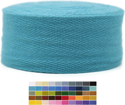2" & 1.5" & 1.18'' & 1" Cotton Twill Tape - 10 Yards - 50+ Colors -%100 Natural Cotton 1 Inch 1.5 Inch 2 Inch Herringbone Bias Binding Cotton Tape Trim for Sewing Wrapping Craft DIY 10375 (TealBlue)…