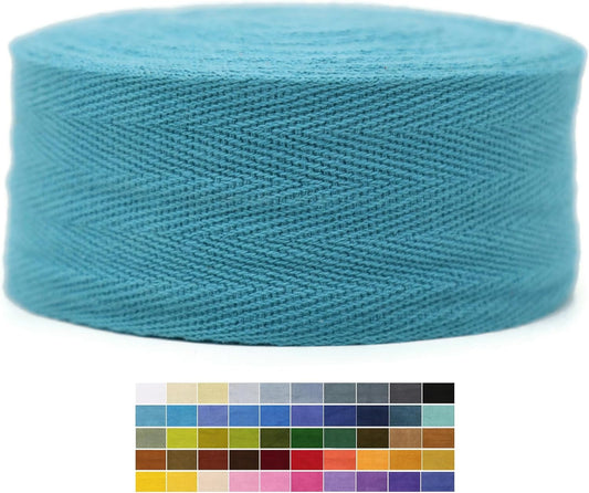 2" & 1.5" & 1.18'' & 1" Cotton Twill Tape - 10 Yards - 50+ Colors -%100 Natural Cotton 1 Inch 1.5 Inch 2 Inch Herringbone Bias Binding Cotton Tape Trim for Sewing Wrapping Craft DIY 10375 (TealBlue)…