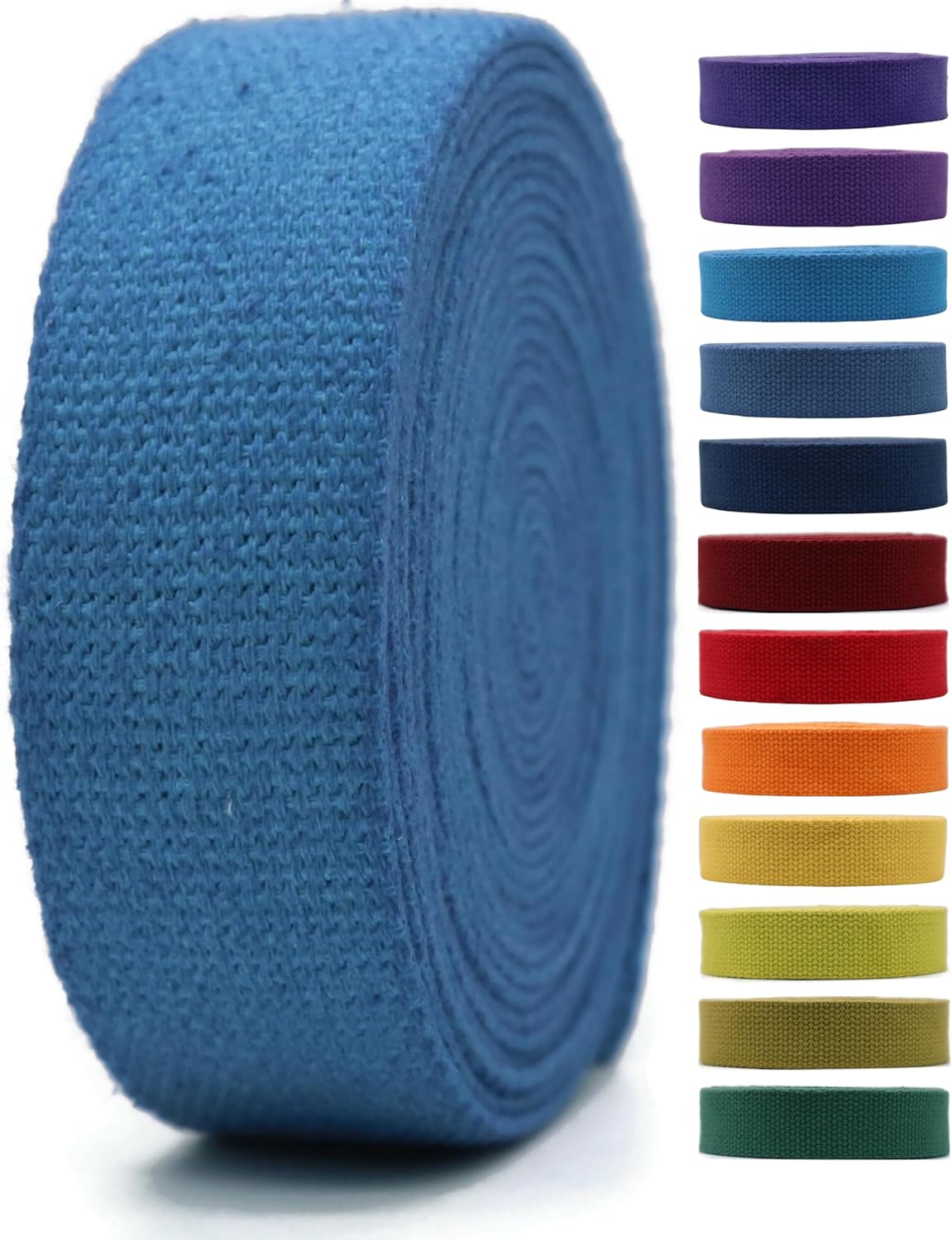 Cotton Webbing 2" &amp; 1.5'' &amp; 1" - 5 Yards - 50+ Colors -100% Natural Cotton - Turkish Woven - Heavy 1 Inch 1.5 Inch 2 Inch Canvas Webbing for Sewing Straps Bags Climbing Indoors Craft DIY 11385…