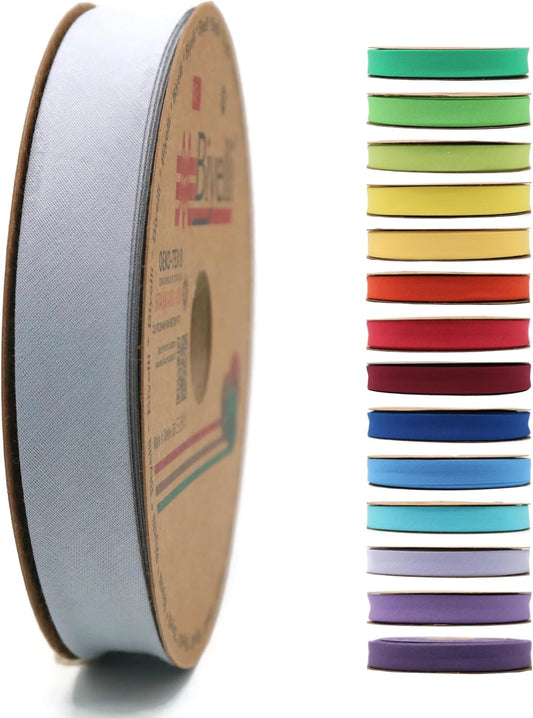 Cotton Fold Bias Tape - 3/4 Inches (20mm) Wide - 27 Yards - 65+ Colors - Single Fold Cotton Fold Bias Binding Tape for Sewing Clothing DIY (68. Silver Gray) D68