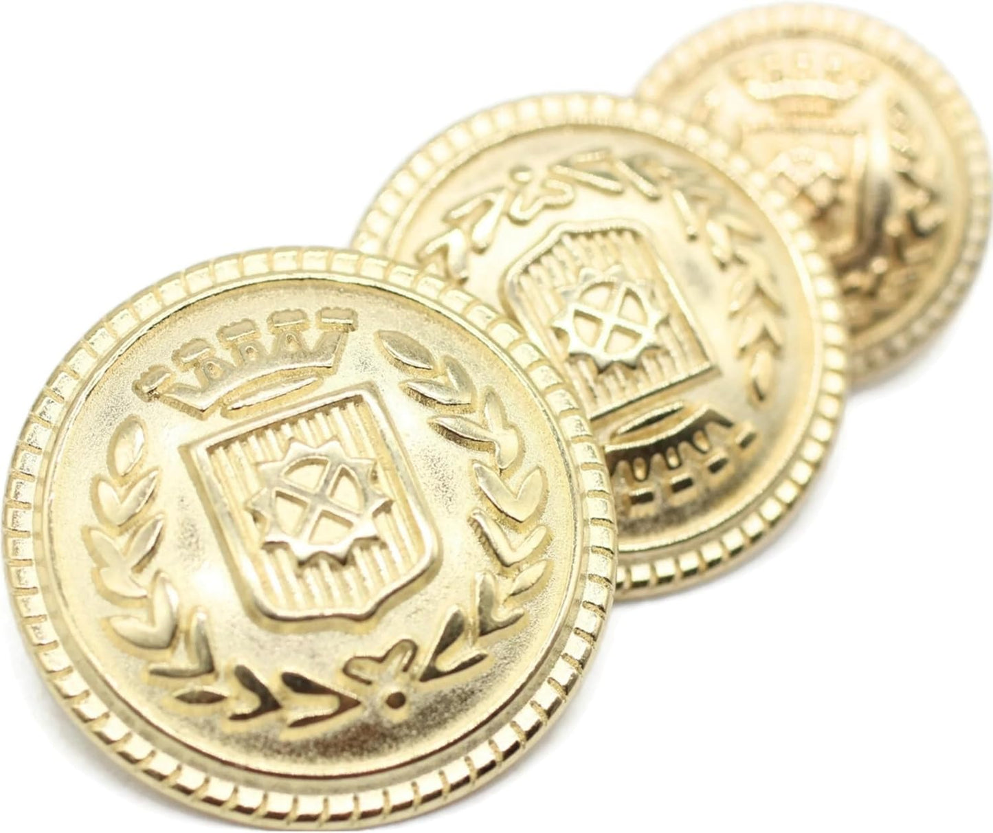 Gold Metal Shank Buttons - 12 Pcs - 3 Size Options - The Crown of Kingdom Round Metal Shank Buttons for Men Women Blazer Coat Uniform Shirt Suit and Jacket Sewing Craft DIY N4202