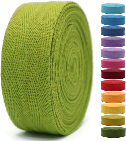 Cotton Twill Tape 1" & 1.5" & 2" - 10 Yards - 50+ Colors -%100 Natural Cotton 1 Inch 1.5 Inch 2 Inch Herringbone Bias Binding Cotton Tape Trim for Sewing Wrapping Craft DIY (Pine Green) 10314