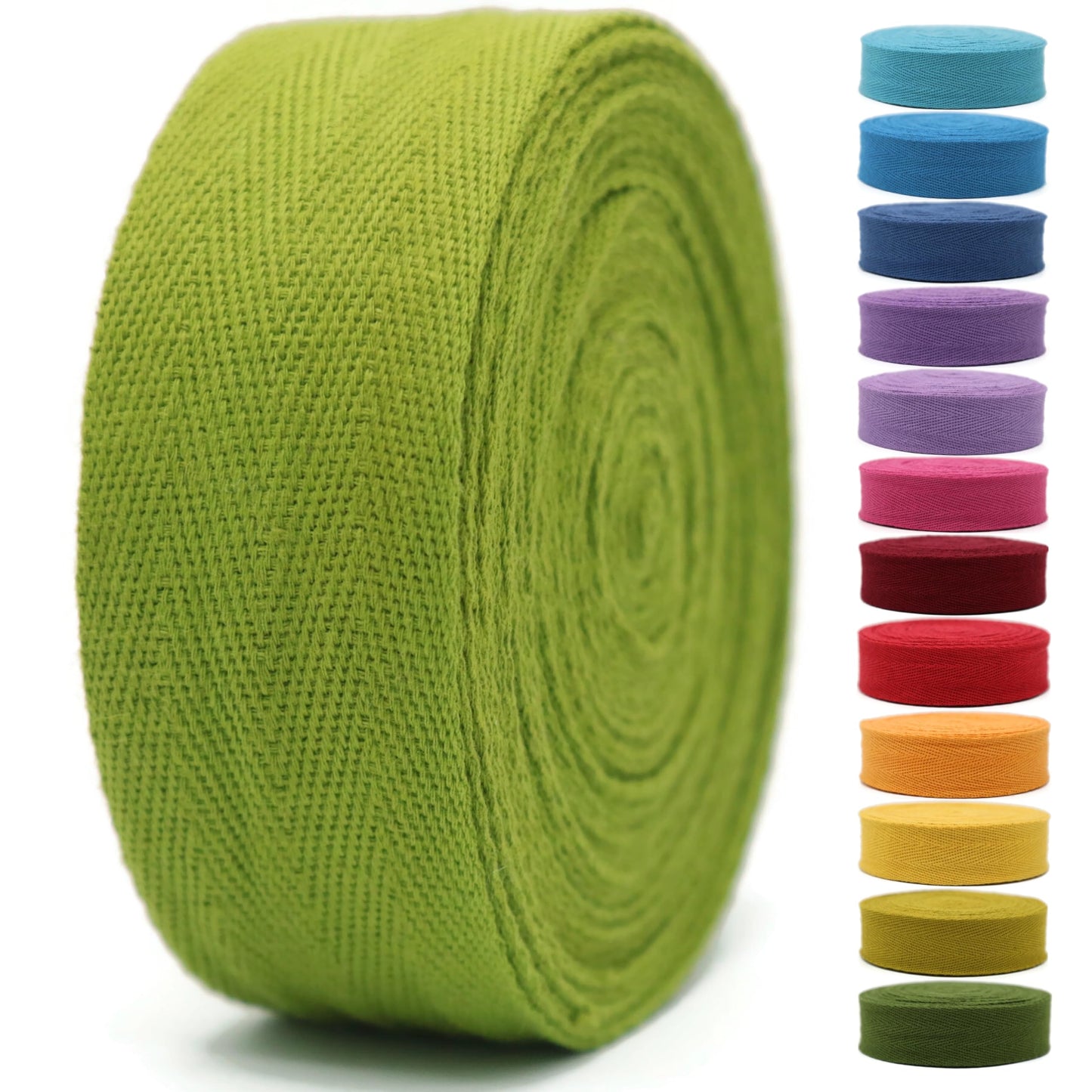 Cotton Twill Tape 1" & 1.5" & 2" - 10 Yards - 50+ Colors -%100 Natural Cotton 1 Inch 1.5 Inch 2 Inch Herringbone Bias Binding Cotton Tape Trim for Sewing Wrapping Craft DIY Black 10514