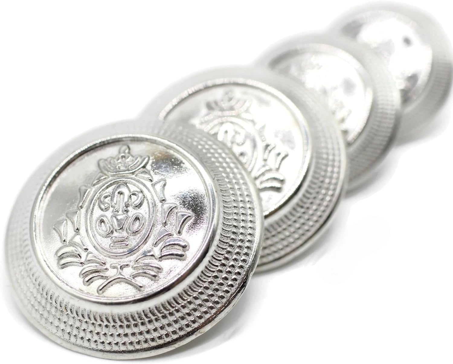 Silver Metal Shank Buttons - 12 Pcs - 4 Size Options - Crown Flat Round Metal Shank Buttons for Men Women Blazer Coat Uniform Shirt Suit and Jacket Sewing Craft DIY N8804