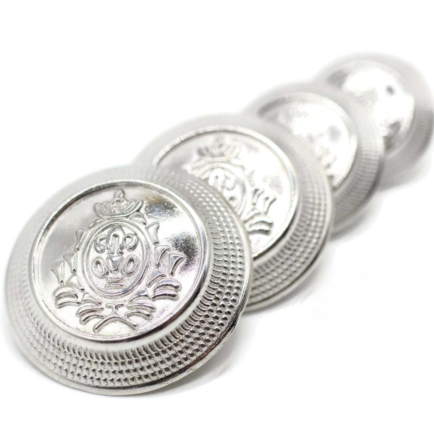 Silver Metal Shank Buttons - 12 Pcs - 4 Size Options - Crown Flat Round Metal Shank Buttons for Men Women Blazer Coat Uniform Shirt Suit and Jacket Sewing Craft DIY N8804