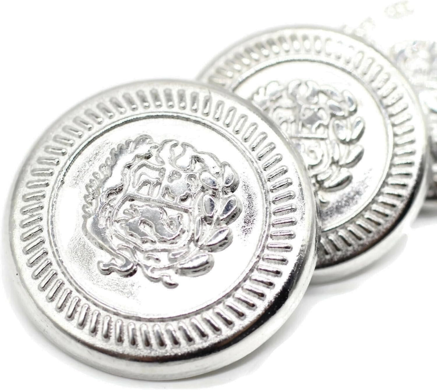 Silver Metal Shank Buttons - 12 Pcs - 3 Size Options - The Kingdom Round Metal Shank Buttons for Men Women Blazer Coat Uniform Shirt Suit and Jacket Sewing Craft DIY N7101