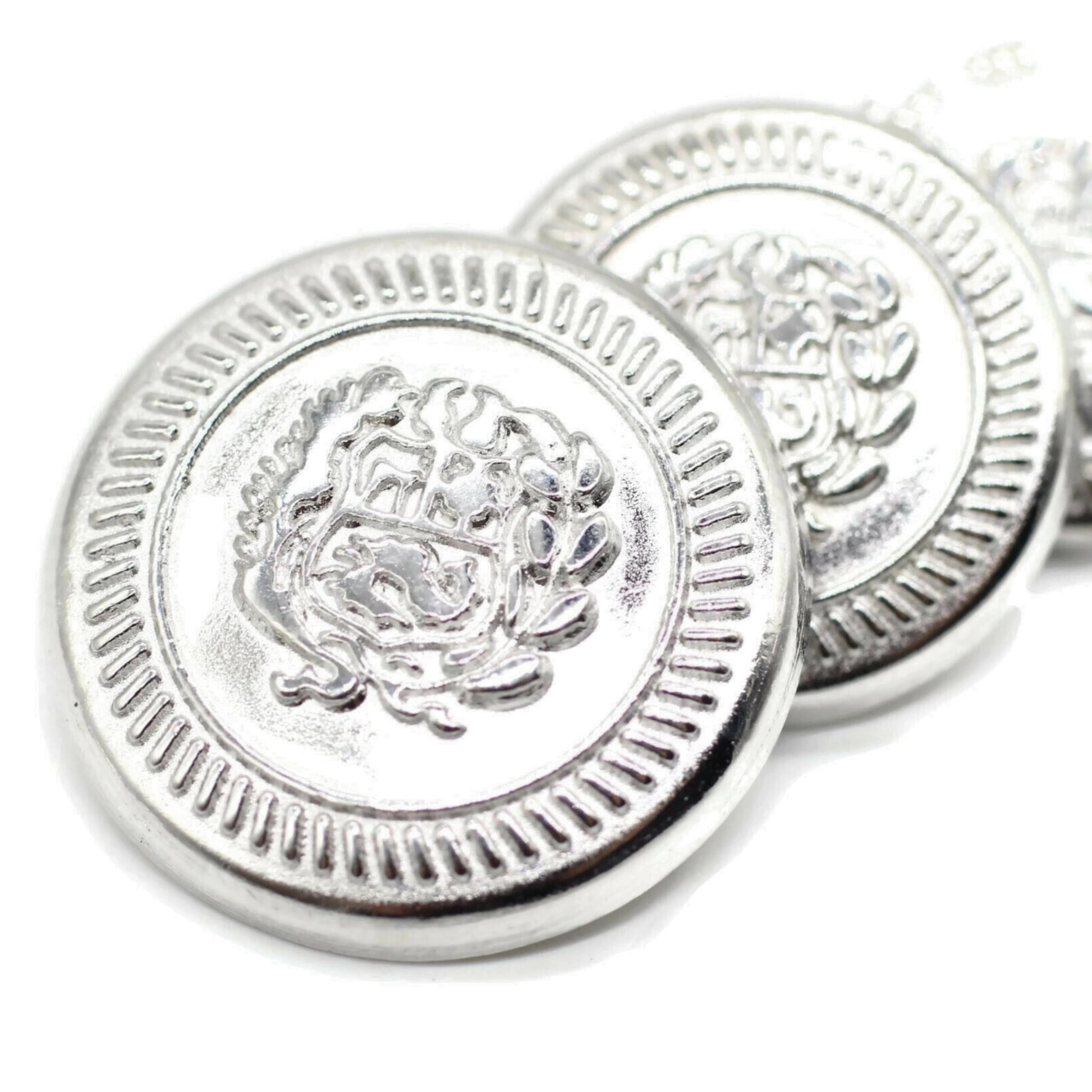 Silver Metal Shank Buttons - 12 Pcs - 3 Size Options - The Kingdom Round Metal Shank Buttons for Men Women Blazer Coat Uniform Shirt Suit and Jacket Sewing Craft DIY N7101