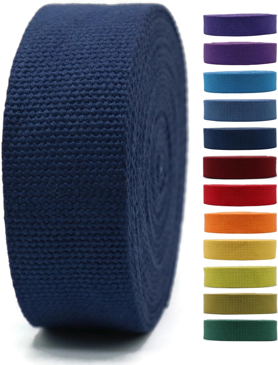 Cotton Webbing 2" &amp; 1.5'' &amp; 1" - 5 Yards - 50+ Colors -100% Natural Cotton - Turkish Woven - Heavy 1 Inch 1.5 Inch 2 Inch Canvas Webbing for Sewing Straps Bags Climbing Indoors Craft DIY 11425…