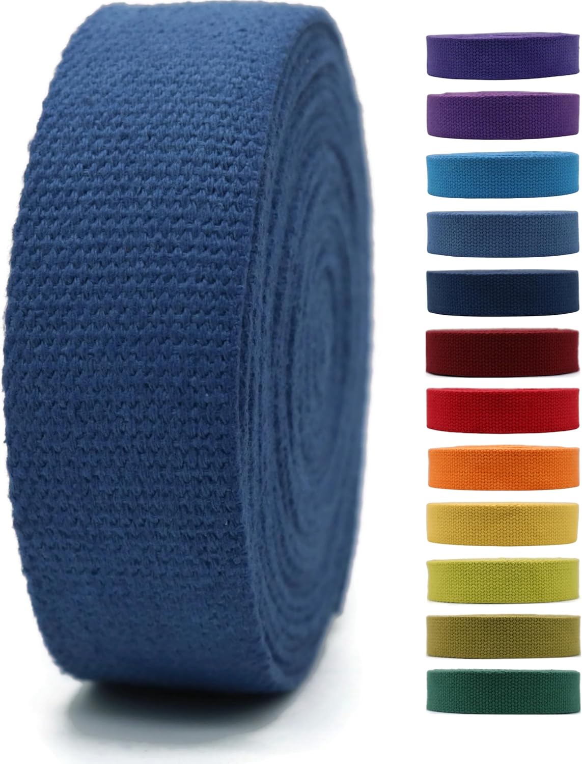 Cotton Webbing 2" &amp; 1.5'' &amp; 1" - 5 Yards - 50+ Colors -100% Natural Cotton - Turkish Woven - Heavy 1 Inch 1.5 Inch 2 Inch Canvas Webbing for Sewing Straps Bags Climbing Indoors Craft DIY 11415…