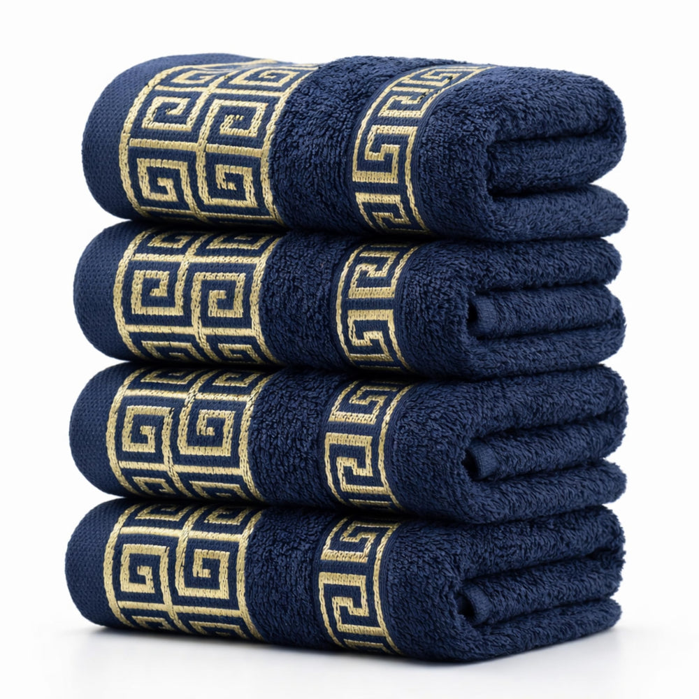 Greek Key Washcloth Set of 4 — Black