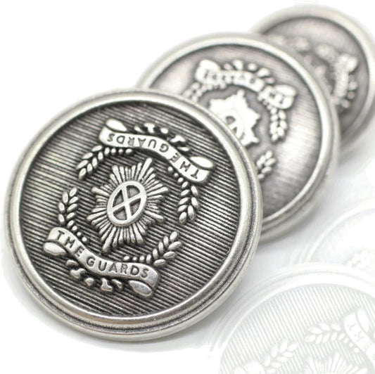 Antique Silver Metal Shank Buttons - 12 Pcs - 3 Size Options - The Guards of Kingdom Round Metal Shank Buttons Vintage for Men Women Blazer Coat Uniform Shirt Suit and Jacket Sewing Craft DIY N11403