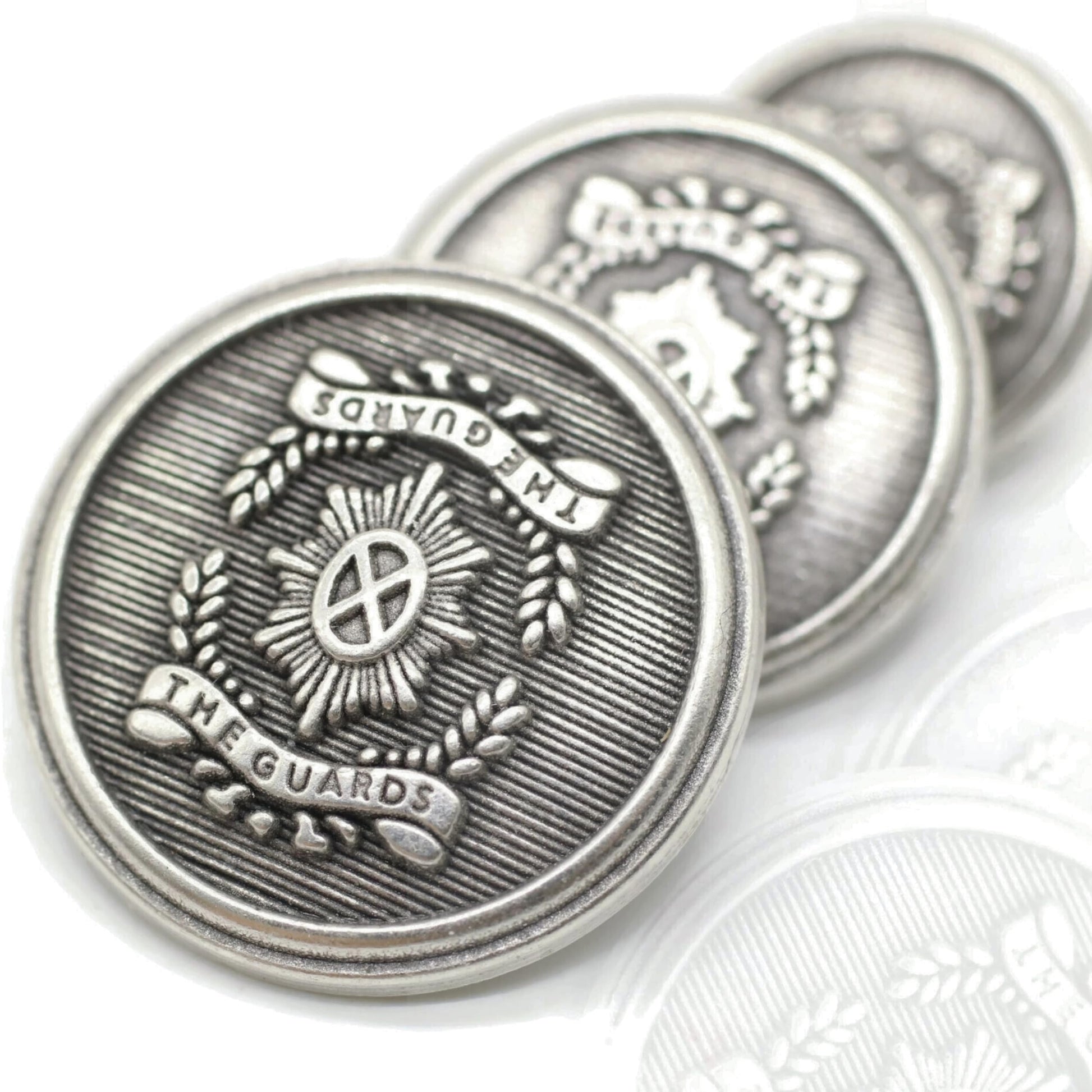 Silver Metal Shank Buttons - 12 Pcs - 3 Size Options - The Guards of Kingdom Round Metal Shank Buttons for Men Women Blazer Coat Uniform Shirt Suit and Jacket Sewing Craft DIY N6002