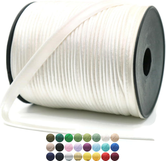 Ivory Luxury Satin Piping Trim - 10 Yards - 25+ Colors - Satin Shiny Double Fold Piping Bias Tape Binding Lip Cord Welting Cord with Spool for Sewing Clothing Trimming Upholstery SP266710…