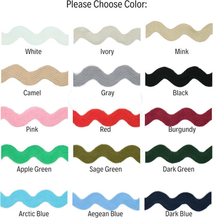 Cotton RIC Rac Trim - 3/4 Inch - 27 Yards - Wave Bending Fringe Trim Cotton Lace Ribbon RIC Rac Trim for Sewing Clothes Gift Wrapping Home Party Decoration CTR0215