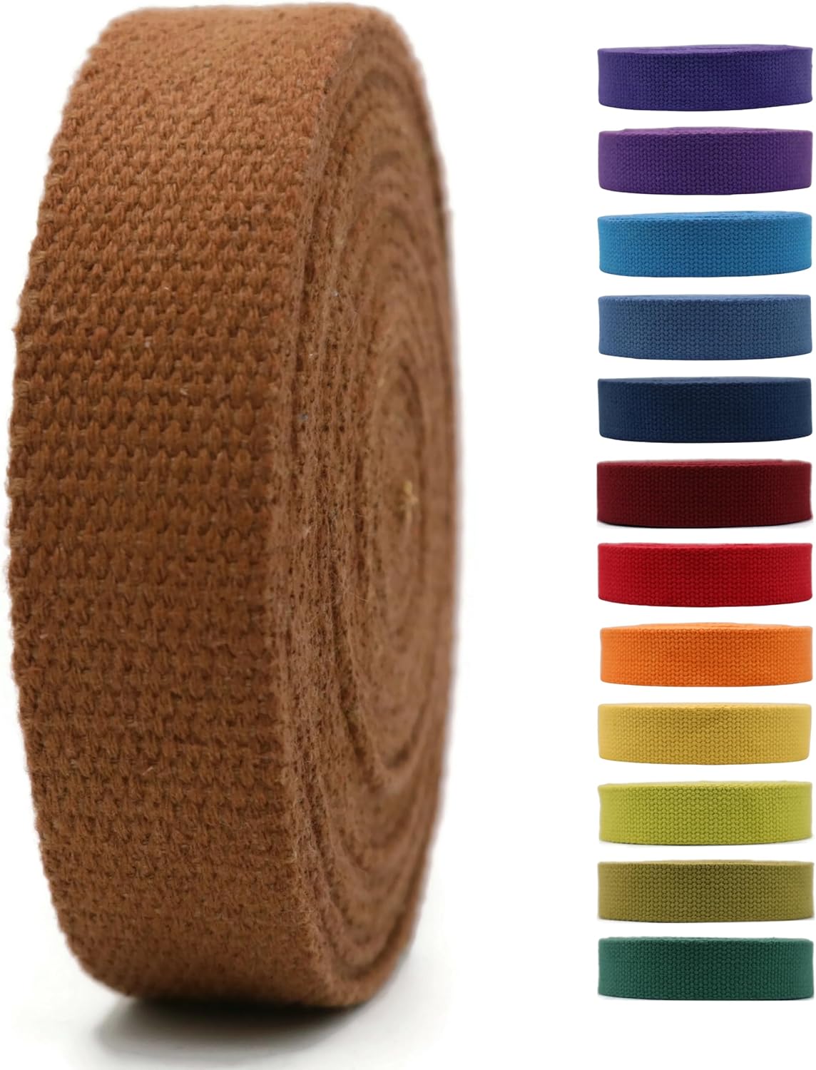 Cotton Webbing 2" &amp; 1.5'' &amp; 1" - 5 Yards - 50+ Colors -100% Natural Cotton - Turkish Woven - Heavy Duty1 Inch 1.5 Inch 2 Inch Canvas Webbing for Sewing Straps Bags Climbing Indoors Craft DIY 11455…