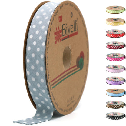 Cotton Fold Bias Binding Tape - 3/4 Inches (20mm) Wide - 27 Yards - Polka Dots Single Fold Cotton Fold Bias Binding Tape for Sewing Clothing DIY Fuchsia A21