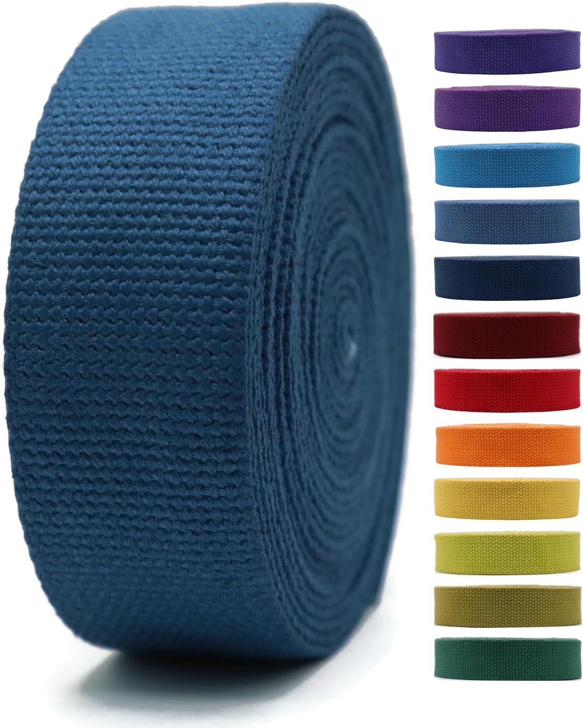 Cotton Webbing 2" &amp; 1.5'' &amp; 1" - 5 Yards - 50+ Colors -100% Natural Cotton - Turkish Woven - Heavy Duty1 Inch 1.5 Inch 2 Inch Canvas Webbing for Sewing Straps Bags Climbing Indoors Craft DIY 11445…