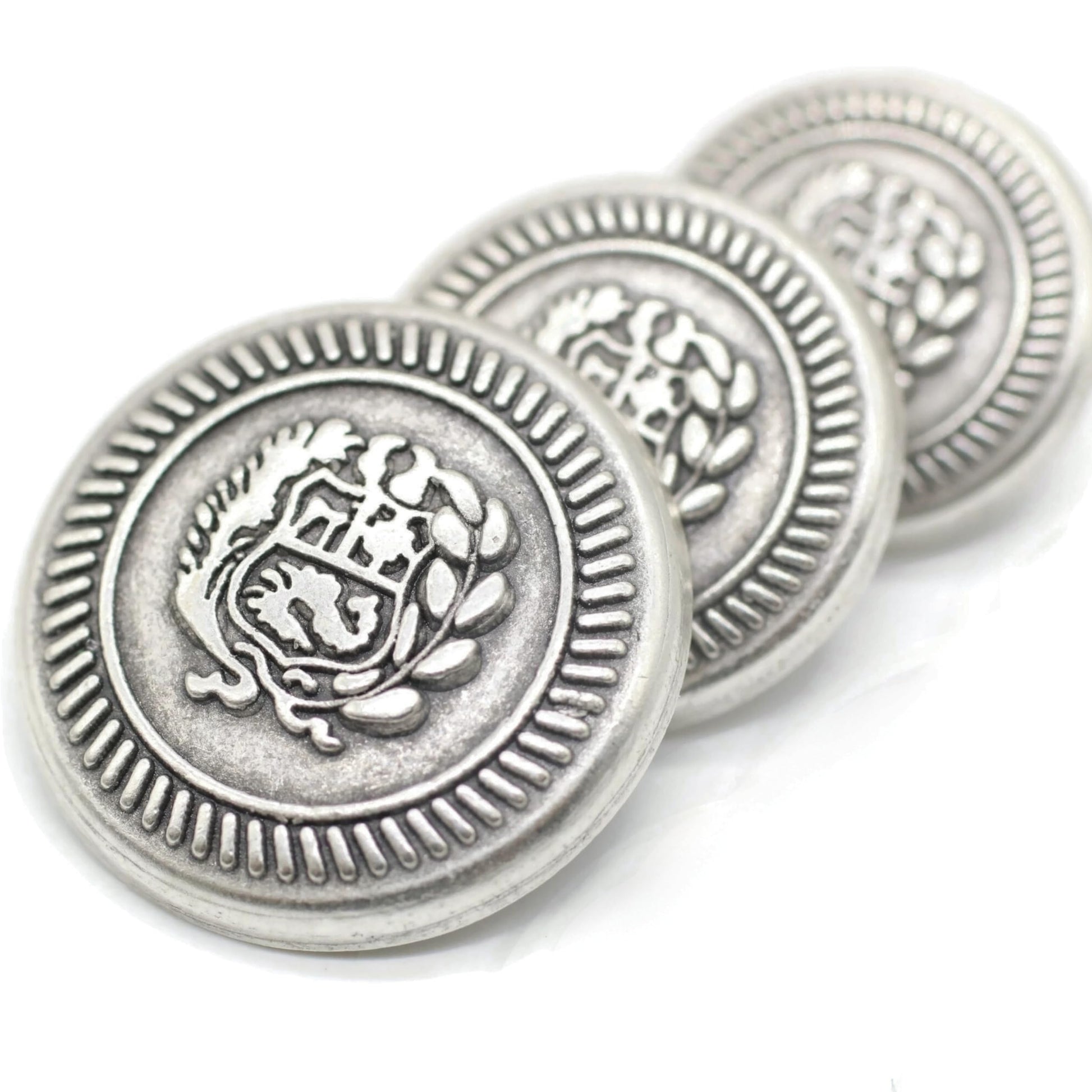 Silver Metal Shank Buttons - 12 Pcs - 3 Size Options - The Kingdom Round Metal Shank Buttons for Men Women Blazer Coat Uniform Shirt Suit and Jacket Sewing Craft DIY N7101