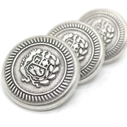 Silver Metal Shank Buttons - 12 Pcs - 3 Size Options - The Kingdom Round Metal Shank Buttons for Men Women Blazer Coat Uniform Shirt Suit and Jacket Sewing Craft DIY N7101