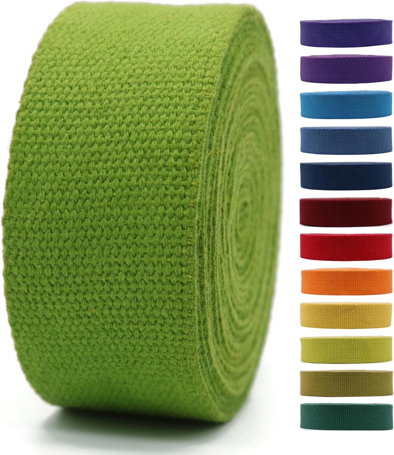 Cotton Webbing 2" & 1.5'' & 1" - 5 Yards - 50+ Colors -%100 Natural Cotton - Turkish Woven - Heavy Duty 1 Inch 1.5 Inch 2 Inch Canvas Webbing for Sewing Straps Bags Climbing Indoors Craft DIY 11315…