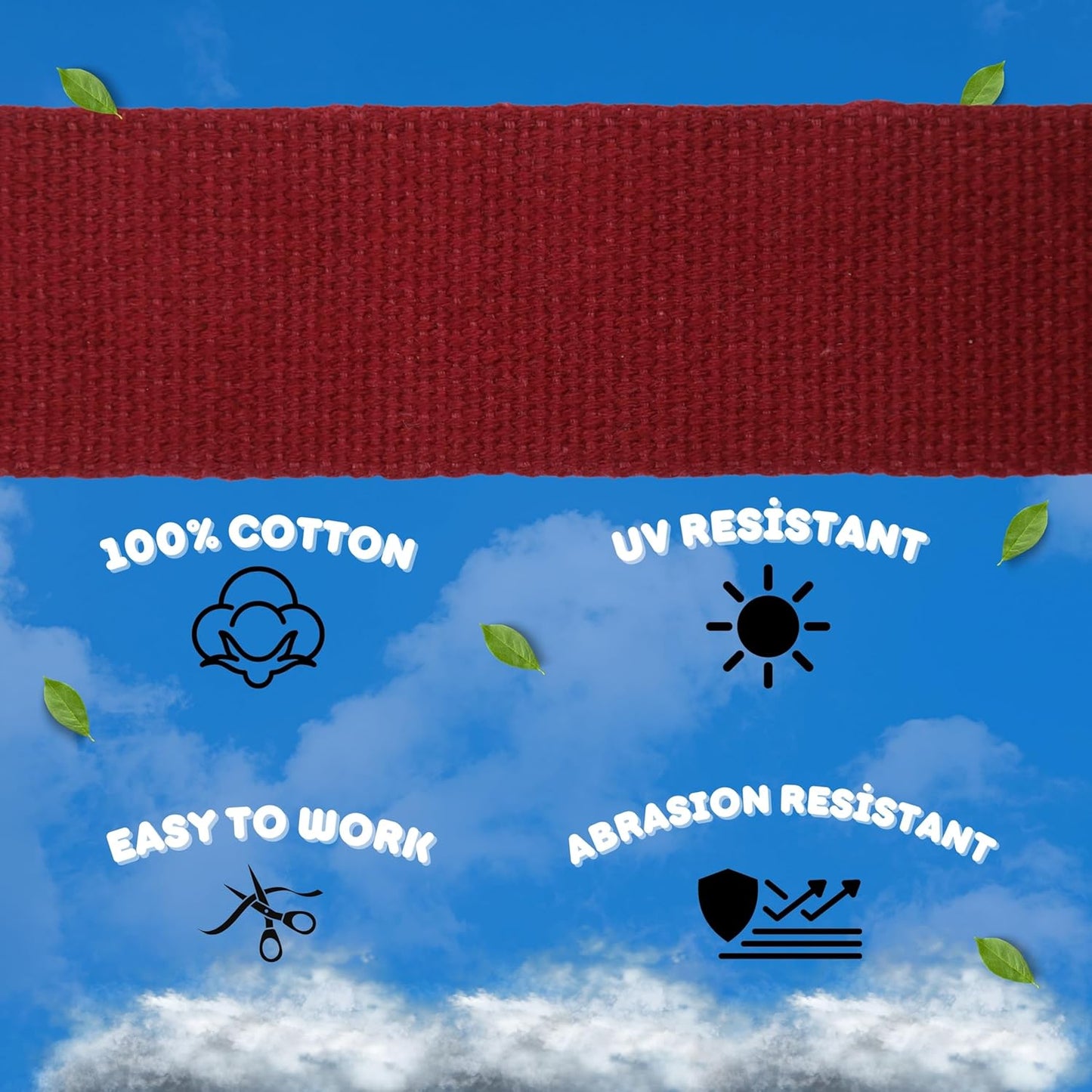 2" & 1.5'' & 1" Cotton Webbing - 5 Yards - 50+ Colors -%100 Natural Cotton - Turkish Weave - Heavy Duty 1 Inch 1.5 Inch 2 Inch Webbing for Sewing Straps Wrapping Climbing Indoors Craft DIY 11185…