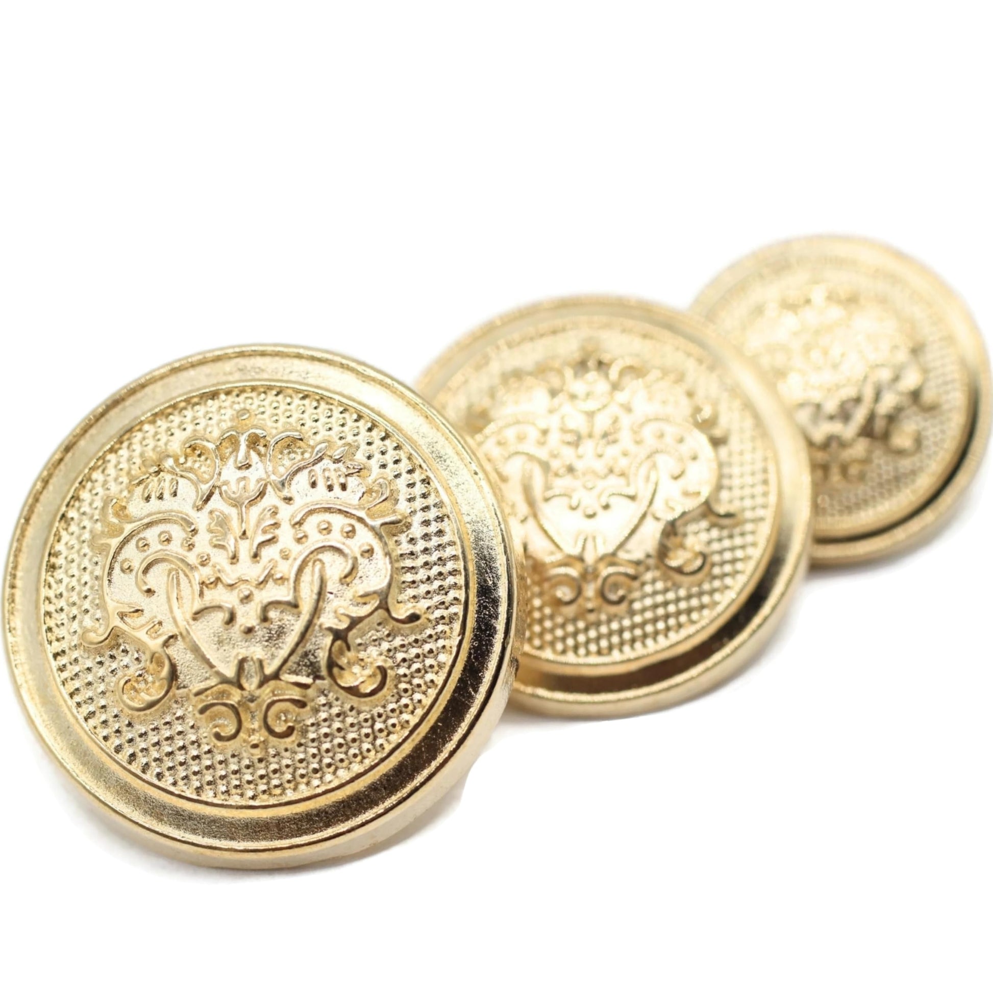 Bronze Metal Shank Buttons - 12 Pcs - 3 Size Options - Floral Round Metal Shank Buttons for Men Women Blazer Coat Uniform Shirt Suit and Jacket Sewing Craft DIY N17703