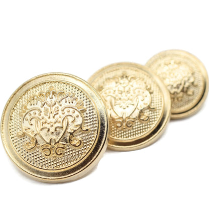 Silver Metal Shank Buttons - 12 Pcs - 3 Size Options - Floral Round Metal Shank Buttons for Men Women Blazer Coat Uniform Shirt Suit and Jacket Sewing Craft DIY N7601