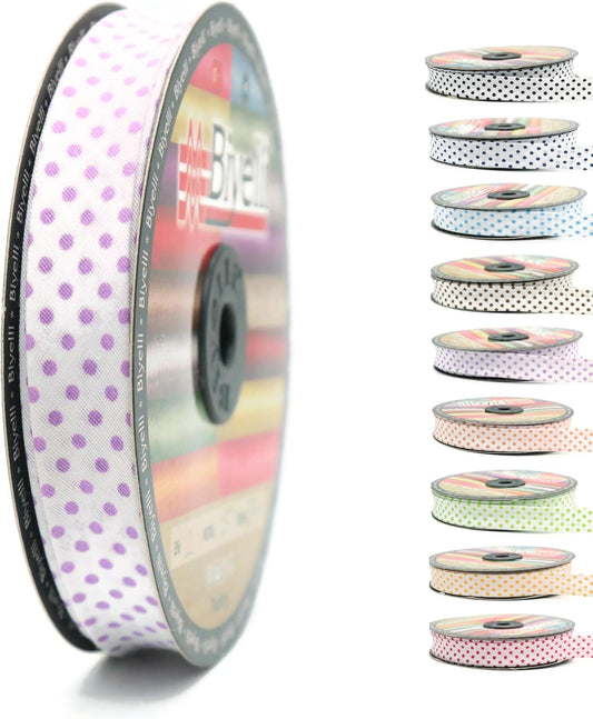 Cotton Fold Bias Binding Tape - 3/4 Inches (20mm) Wide - 27 Yards - Polka Dots Single Fold Cotton Fold Bias Binding Tape for Sewing Clothing DIY Purple B7