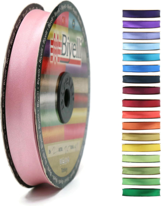 Fold Satin Bias Tape - 99+ Colors - 3/4 Inches Wide - 27 Yards - Fold Satin Binding Bias Ribbon Fabric Piping Bias Binding Tape for Sewing Clothing DIY (53. Shampoo Pink) BYS53