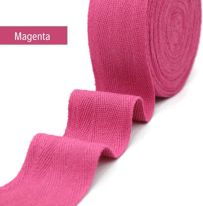 10 Yards Herringbone Cotton Twill Tape - 50+ Colors - Natural Cotton Herringbone Bias Binding Trim for Sewing Wrapping Craft DIY 10225 (Magenta)