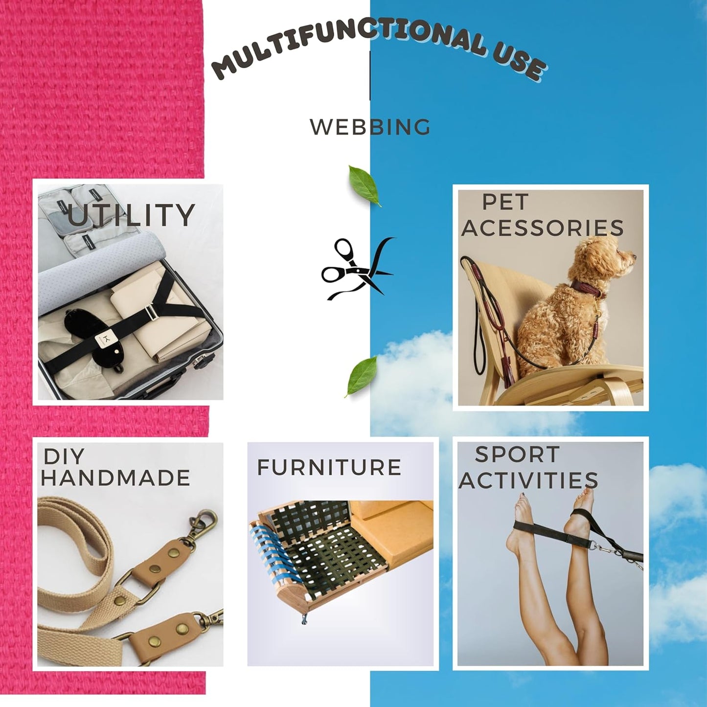 Cotton Webbing 2" & 1.5'' & 1" - 5 Yards - 50+ Colors -%100 Natural Cotton - Turkish Woven - Heavy 1 Inch 1.5 Inch 2 Inch Canvas Webbing for Sewing Straps Bag Climbing Indoors Craft DIY 11225…