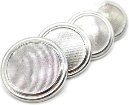 Silver Metal Shank Buttons - 12 Pcs - 4 Size Options - Striped Round Metal Shank Buttons for Men Women Blazer Coat Uniform Shirt Suit and Jacket Sewing Craft DIY N8301