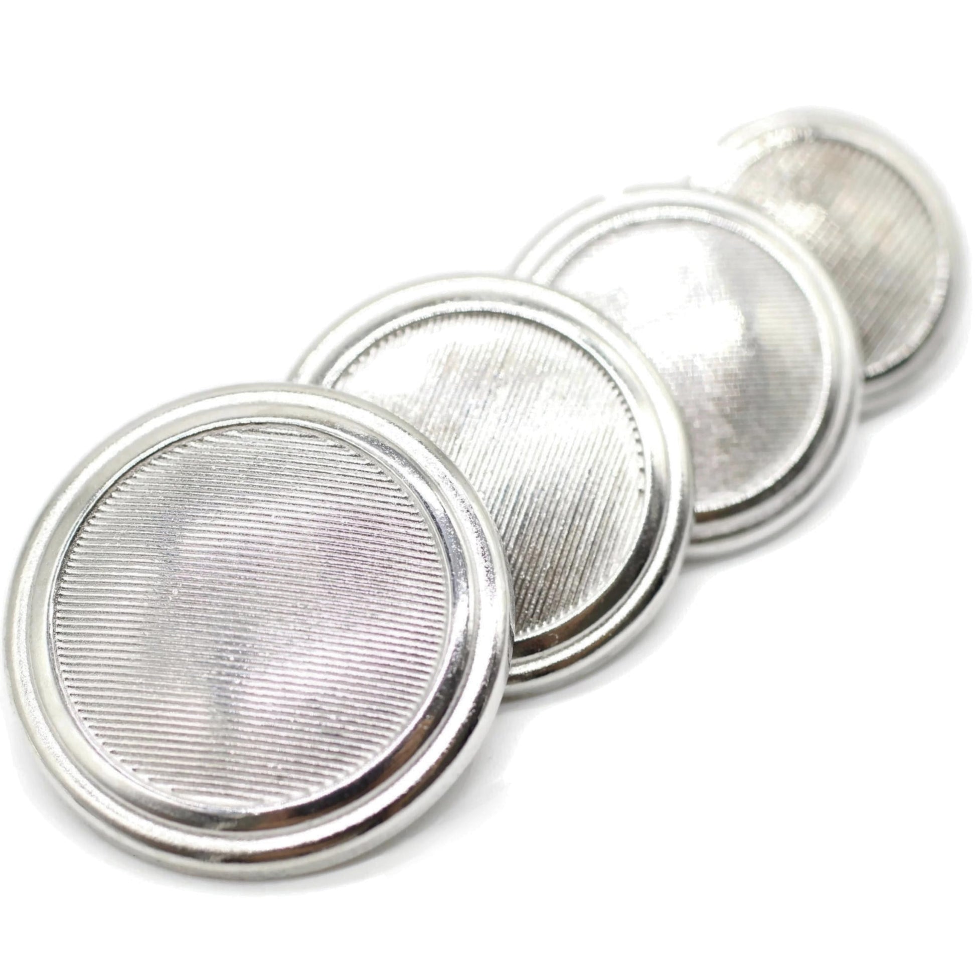 Silver Metal Shank Buttons - 12 Pcs - 4 Size Options - Striped Round Metal Shank Buttons for Men Women Blazer Coat Uniform Shirt Suit and Jacket Sewing Craft DIY N8301