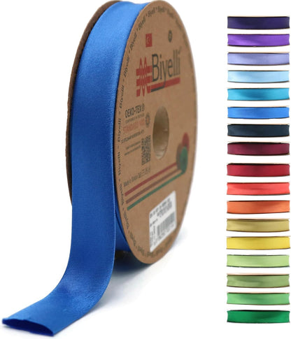 Fold Satin Bias Tape - 99+ Colors - 3/4 Inches Wide - 27 Yards - Fold Satin Binding Bias Ribbon Fabric Piping Bias Binding Tape for Sewing Clothing Navy Blue DIY BYS20