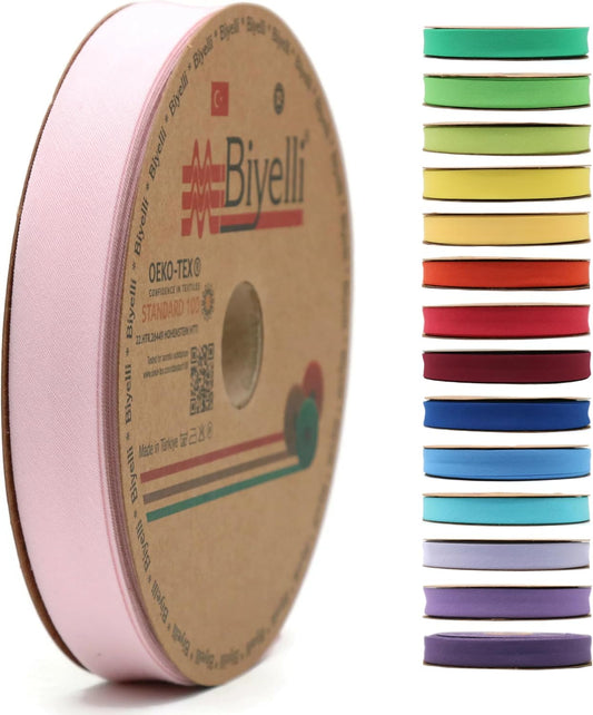 Cotton Fold Bias Tape - 3/4 Inches (20mm) Wide - 27 Yards - 65+ Colors - Single Fold Cotton Fold Bias Binding Tape for Sewing Clothing DIY (44. Blush Pink) D44