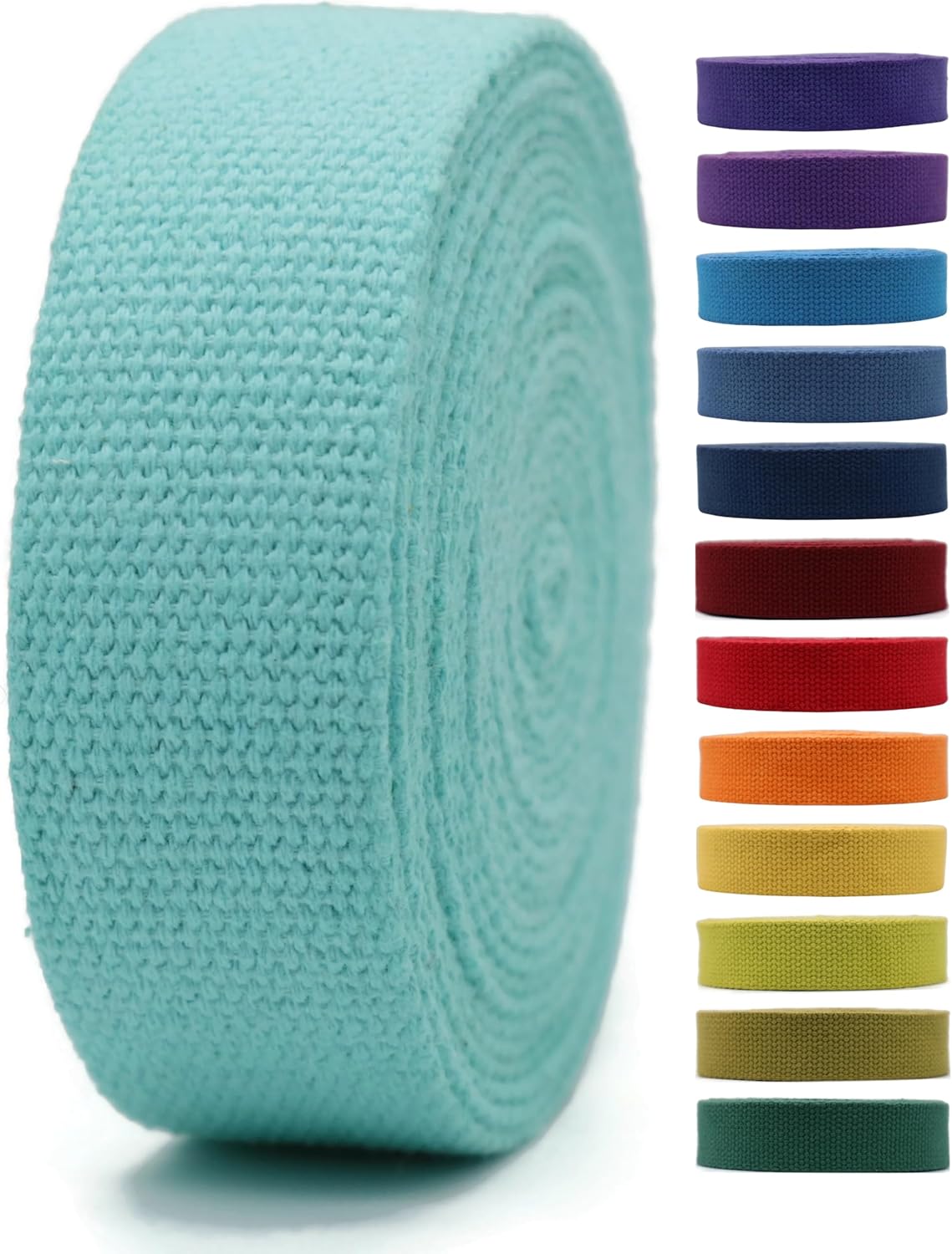 Cotton Webbing 2" &amp; 1.5'' &amp; 1" - 5 Yards - 50+ Colors -100% Natural Cotton - Turkish Woven - Heavy 1 Inch 1.5 Inch 2 Inch Canvas Webbing for Sewing Straps Bags Climbing Indoors Craft DIY 11365…