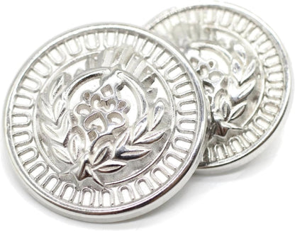 Silver Metal Shank Buttons - 12 Pcs - 3 Size Options - Luxury Floral Rome Round Wave Metal Shank Buttons for Men Women Blazer Coat Uniform Shirt Suit and Jacket Sewing Craft DIY N9603