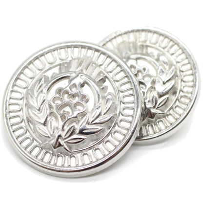 Silver Metal Shank Buttons - 12 Pcs - 3 Size Options - Luxury Floral Rome Round Wave Metal Shank Buttons for Men Women Blazer Coat Uniform Shirt Suit and Jacket Sewing Craft DIY N9603