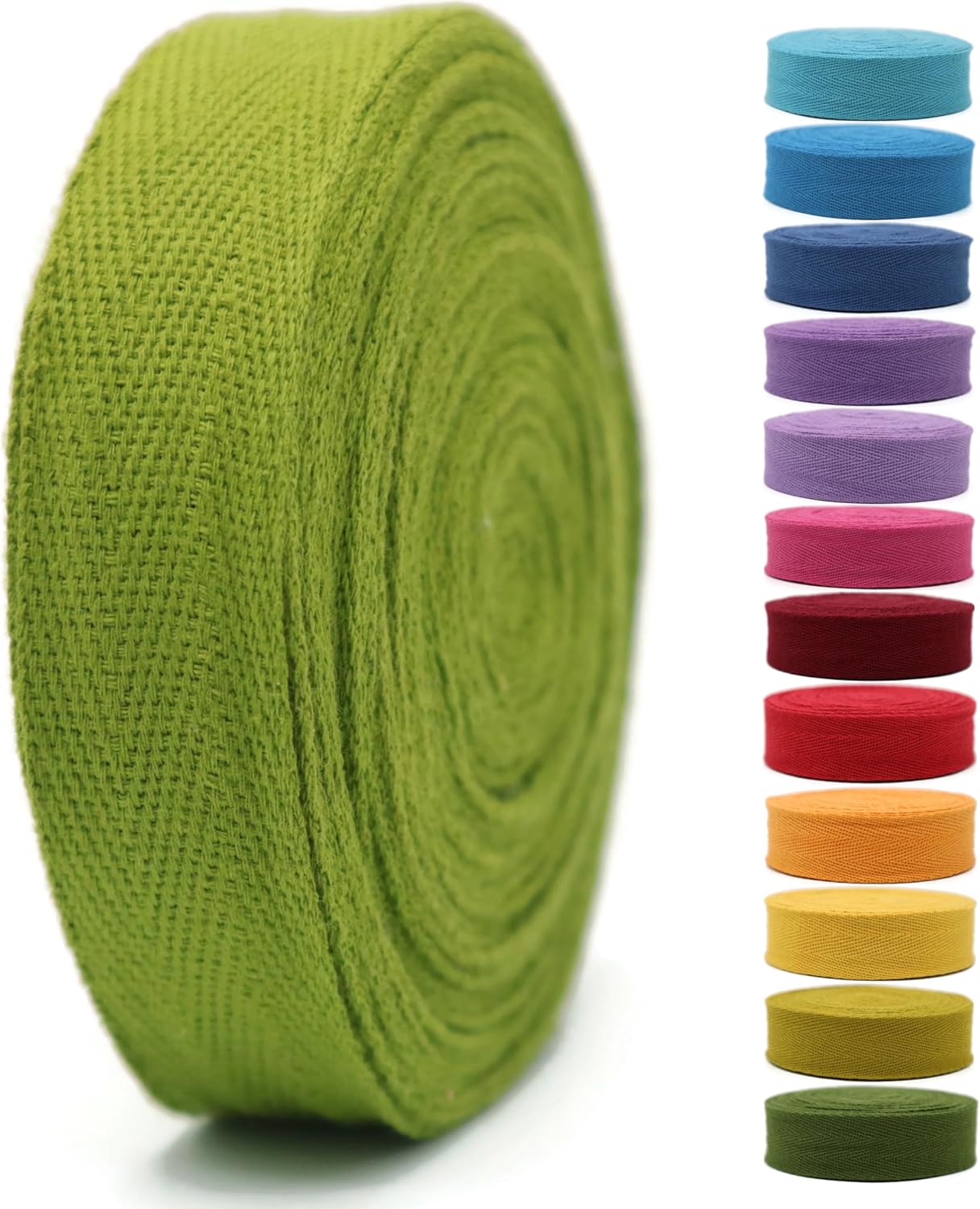 Cotton Twill Tape 1" & 1.5'' & 2" - 10 Yards - 50+ Colors -%100 Natural Cotton 1 Inch 1.5 Inch 2 Inch Herringbone Bias Binding Cotton Twill Tape Trim for Sewing Wrapping Craft DIY (Pine Green) 10312