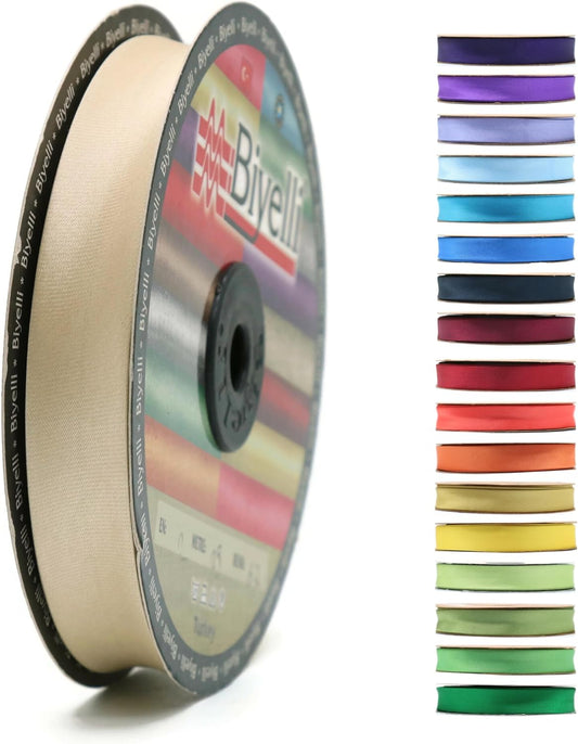 Fold Satin Bias Tape - 99+ Colors - 3/4 Inches Wide - 27 Yards - Fold Satin Binding Bias Ribbon Fabric Piping Bias Binding Tape for Sewing Clothing DIY (67. Honey Beige) BYS67