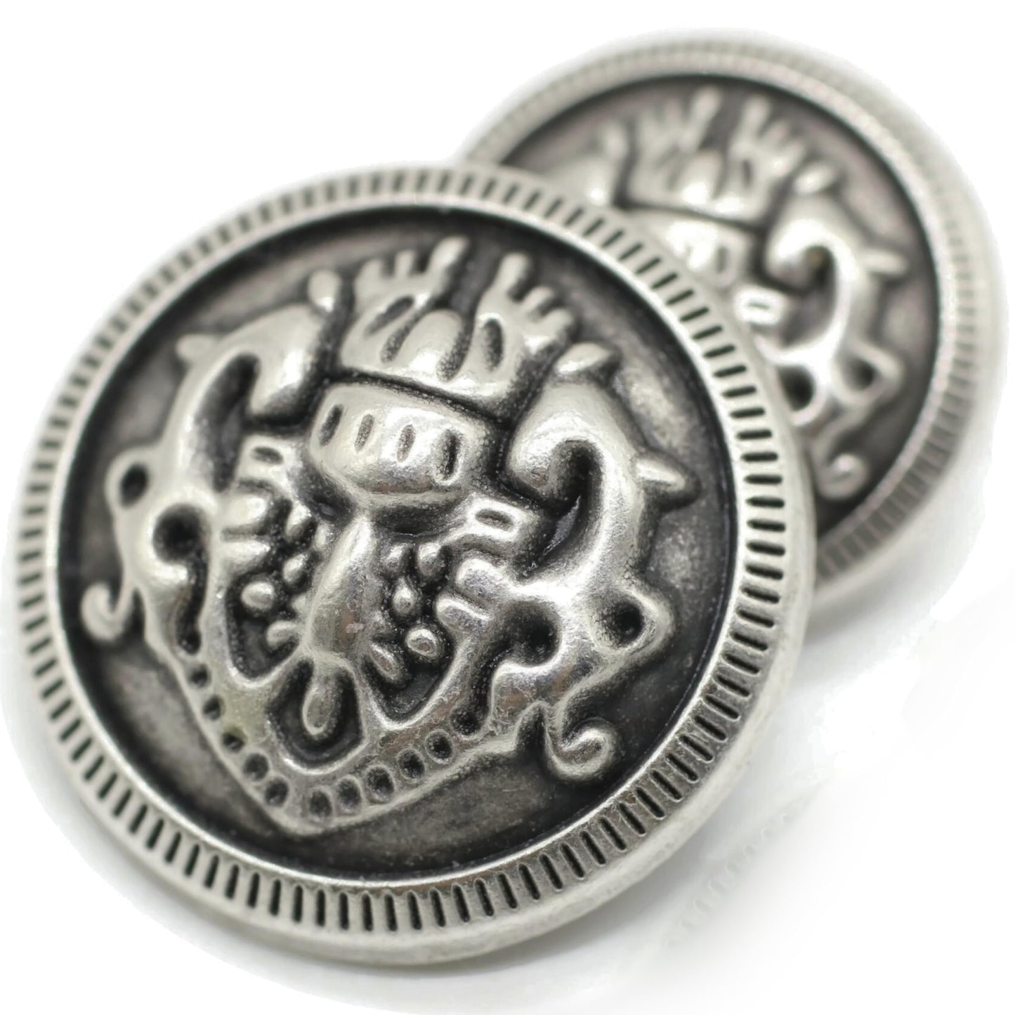 Gold Metal Shank Buttons - 12 Pcs - 2 Size Options - Luxury French Kingdom Coins Round Metal Shank Buttons for Men Women Blazer Coat Uniform Shirt Suit and Jacket Sewing Craft DIY N1302