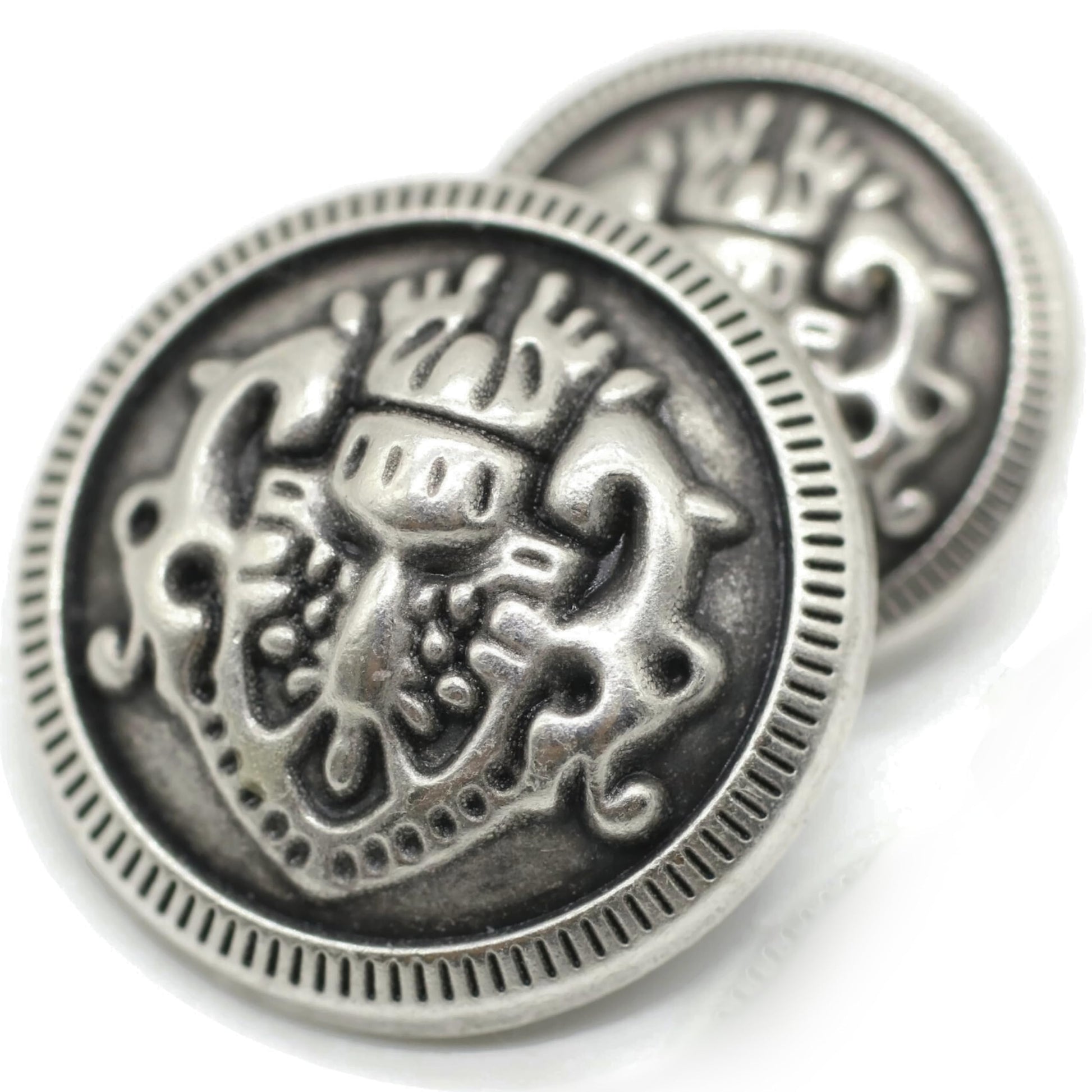 Gold Metal Shank Buttons - 12 Pcs - 2 Size Options - Luxury French Kingdom Coins Round Metal Shank Buttons for Men Women Blazer Coat Uniform Shirt Suit and Jacket Sewing Craft DIY N1301