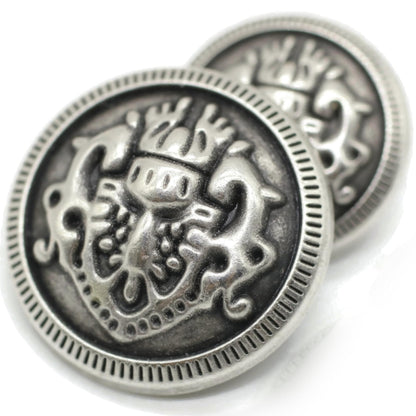 Gold Metal Shank Buttons - 12 Pcs - 2 Size Options - Luxury French Kingdom Coins Round Metal Shank Buttons for Men Women Blazer Coat Uniform Shirt Suit and Jacket Sewing Craft DIY N1301