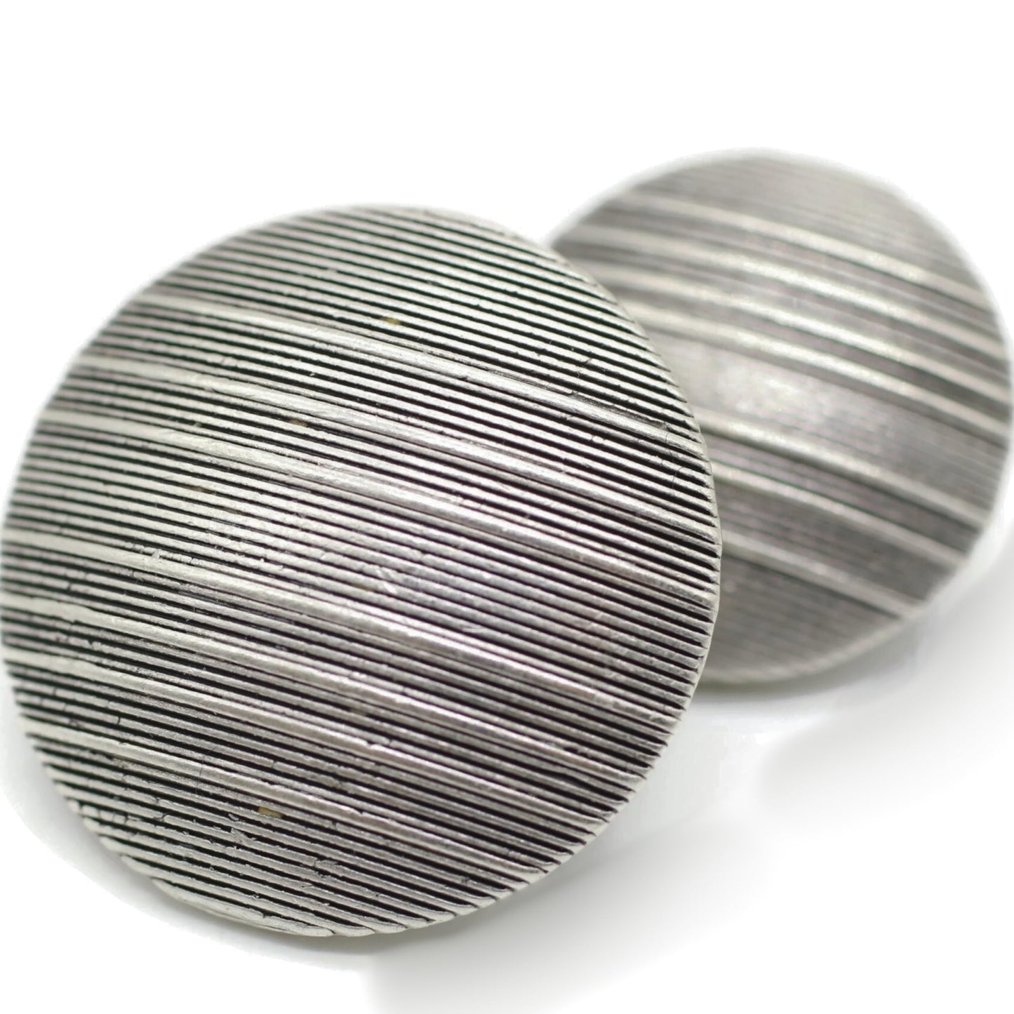 Flat Silver Metal Shank Buttons - 12 Pcs - 2 Size Options - Luxury Striped Round Wave Metal Shank Buttons for Men Women Blazer Coat Uniform Shirt Suit and Jacket Sewing Craft DIY N9801