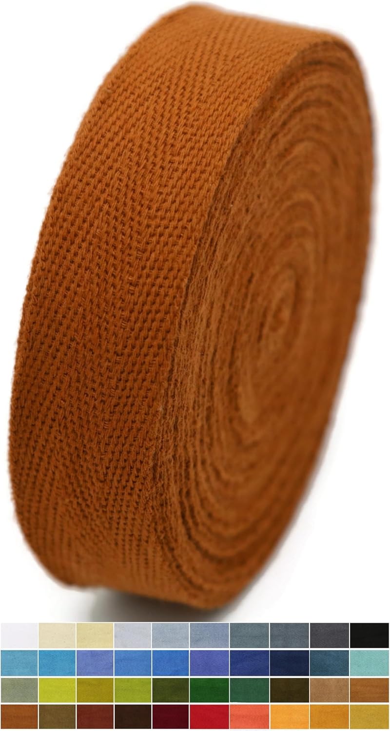 2" & 1.5" & 1.18'' & 1" Cotton Twill Tape - 10 Yards - 50+ Colors -%100 Natural Cotton 1 Inch 1.5 Inch 2 Inch Herringbone Bias Binding Cotton Tape Trim for Sewing Wrapping Craft DIY 10475 (Tawny)…